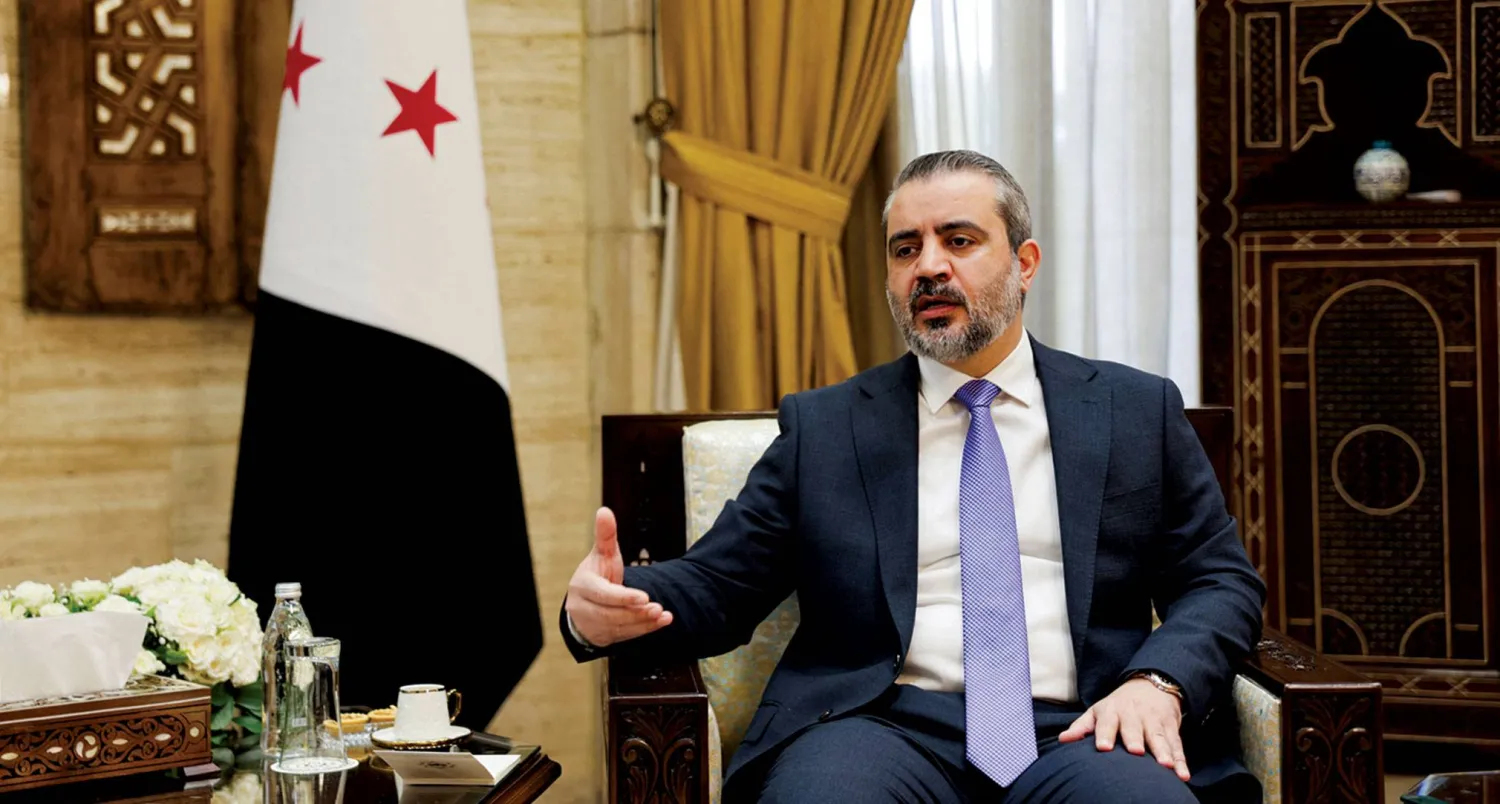 وزير الخارجية السوري أسعد الشيباني خلال مقابلة مع وكالة «رويترز» (رويترز)