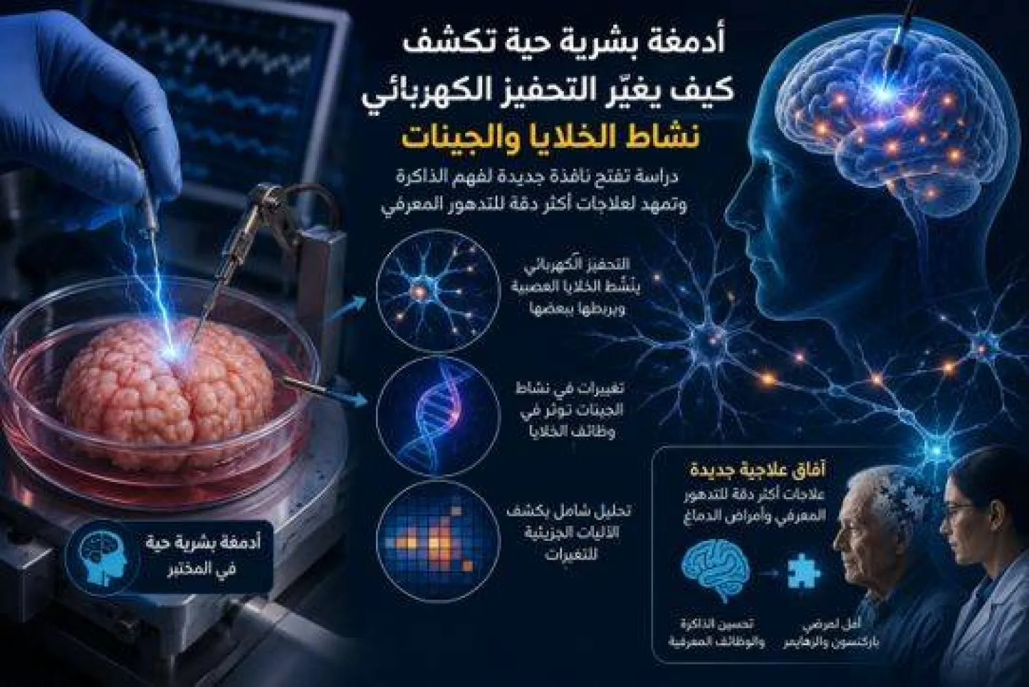 أدمغة بشرية حية تكشف كيف يغيّر التحفيز الكهربائي نشاط الخلايا والجينات