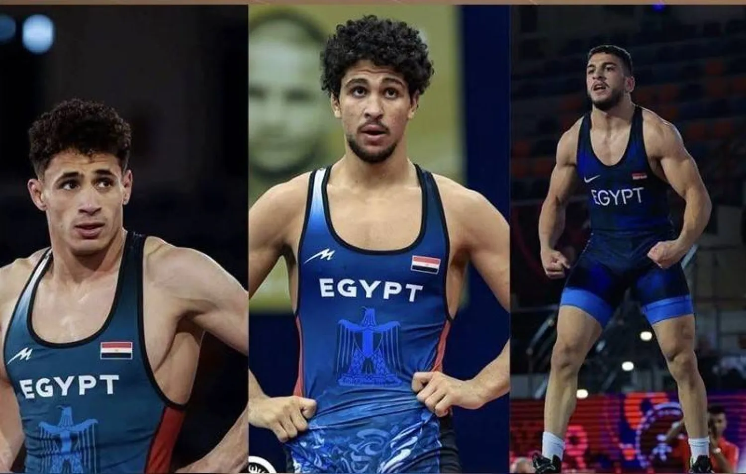 لاعبو بعثة المصارعة المصرية المشاركة بدورة ألعاب البحر المتوسط (اللجنة الأولمبية المصرية)