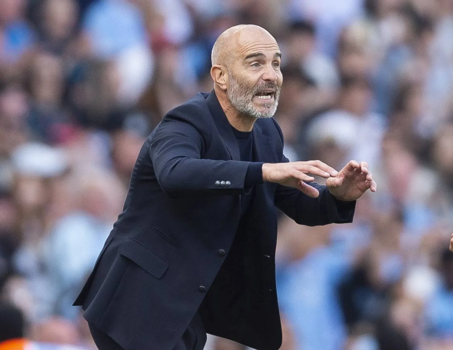 Enzo Maresca manager of Manchester City reacts during the English Premier League match Manchester City against AFC Bournemouth, in Manchester, Britain, 23 August 2026. (EPA)