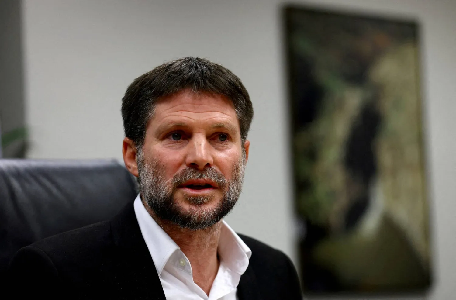Israeli Finance Minister Bezalel Smotrich speaks at a news conference in Jerusalem, Israel, January 8, 2023. (Reuters)