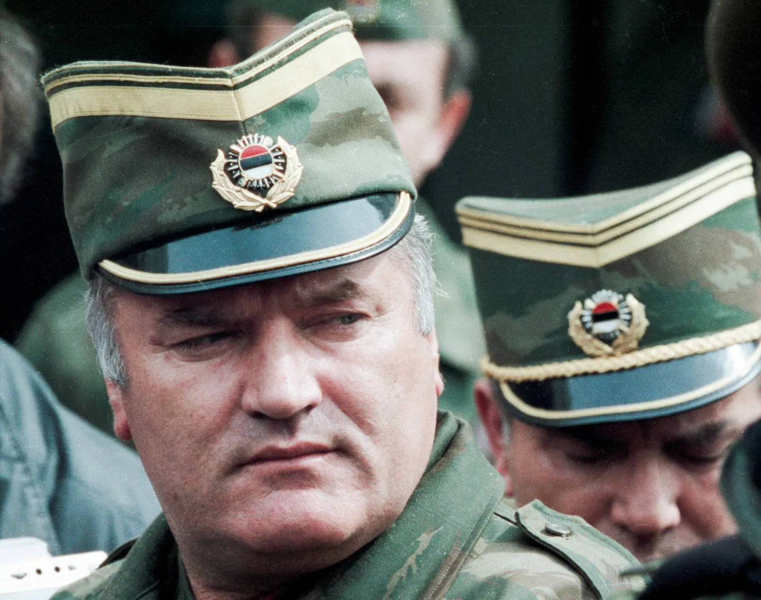 Bosnian Serb General Ratko Mladic leaves a meeting at the airport in Sarajevo, Bosnia and Herzegovina April 13, 1993. Picture taken April 13, 1993. (Reuters)