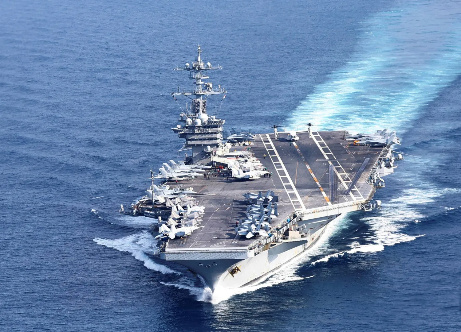 US Navy aircraft carrier USS George Washington is pictured during Freedom Edge trilateral exercise among United States, Japan and South Korea in the East China Sea, south of the Korean peninsula and west of Japan's main islands, November 14, 2024. (Reuters)