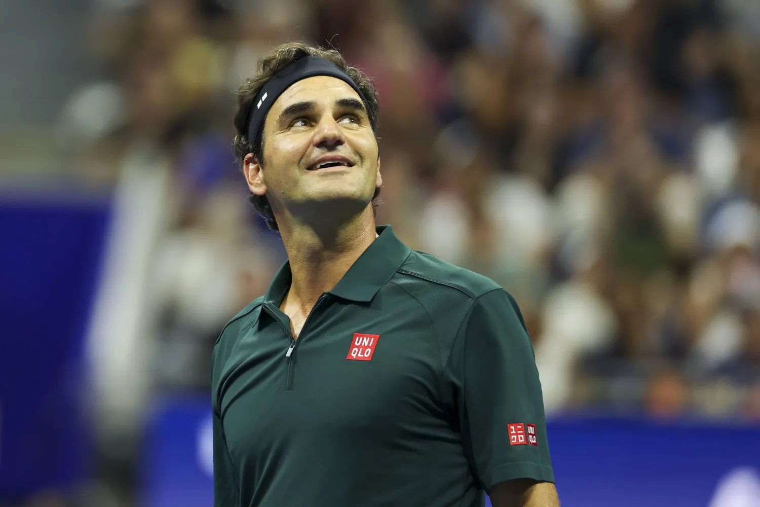 Swiss former tennis player Roger Federer in action during the "Roger Federer: An Icon Returns to New York" exhibition match during US Open Fan Week at Arthur Ashe Stadium in the USTA Billie Jean King National Tennis Center in Flushing Meadows, New York, US, 25 August 2026. (EPA)