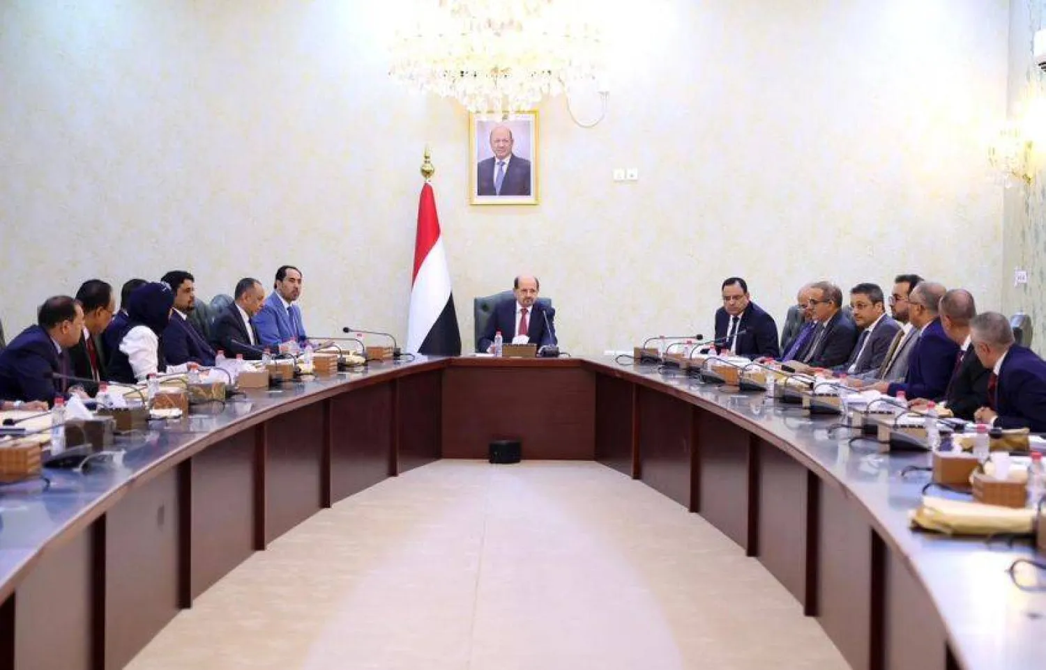 Part of the latest Yemeni government meeting in the interim capital, Aden (Saba)
