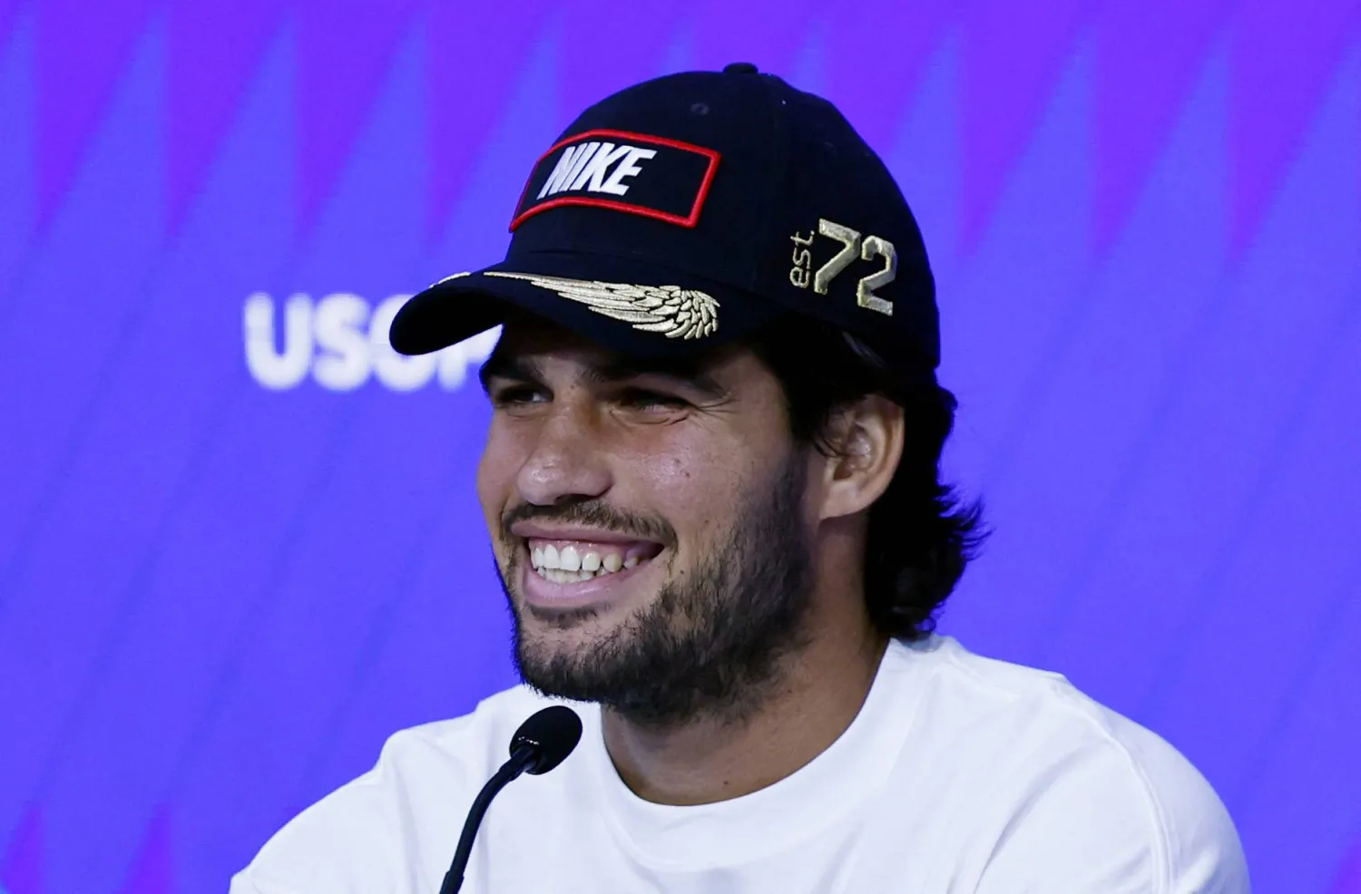 Tennis - US Open - Billie Jean King National Tennis Center, Flushing Meadows, New York, United States - August 28, 2026 Spain's Carlos Alcaraz during the press conference. (Reuters)