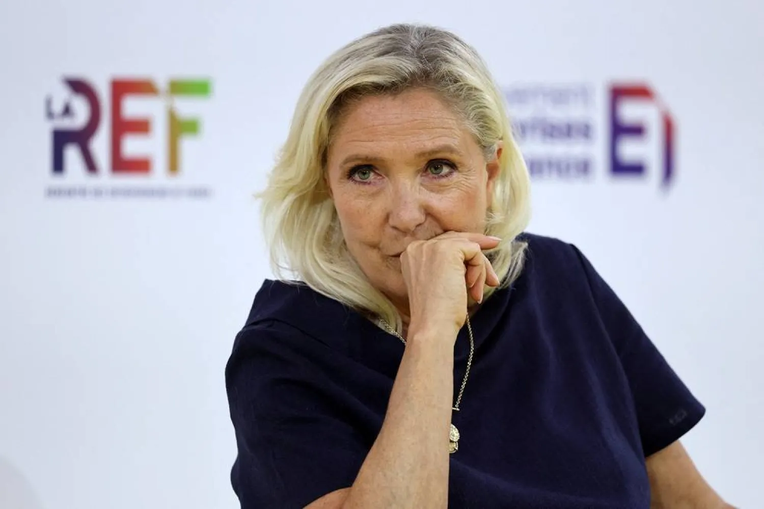 French far-right leader and member of parliament Marine Le Pen, President of the French far-right National Rally (Rassemblement National - RN) party parliamentary group, attends a debate with other candidates for the 2027 French presidential election during the MEDEF summer forum "La Rencontre des Entrepreneurs de France, La REF" in Paris, France, August 27, 2026. (Reuters)