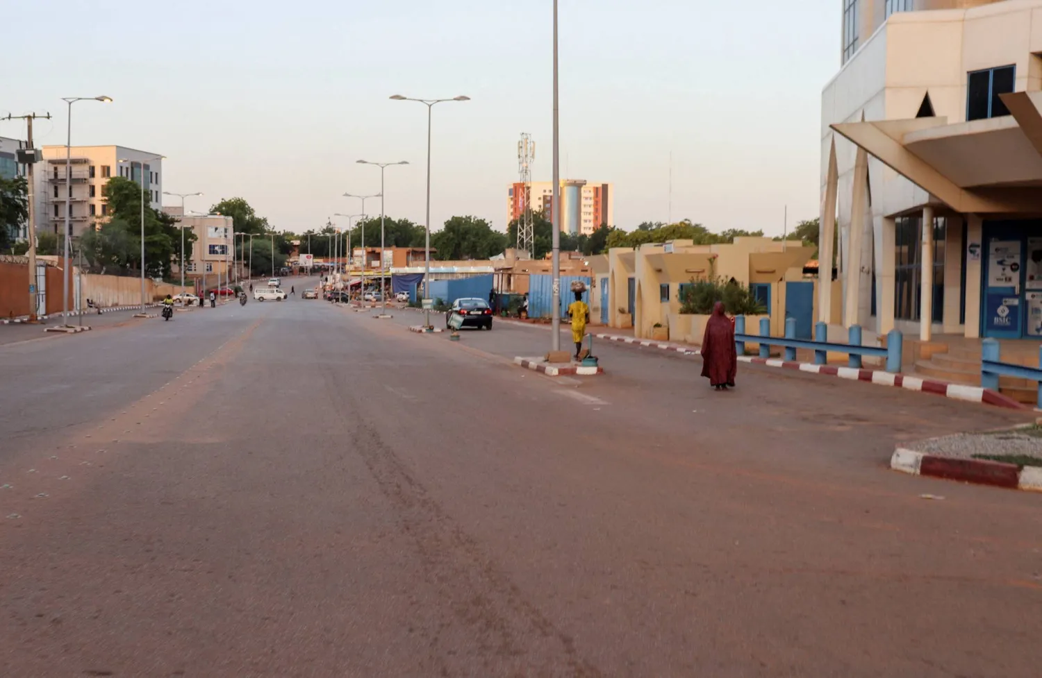 A view of an empty street following a mutineers' attack on the airport and the presidency in Niamey, Niger, August 29, 2026. (Reuters)