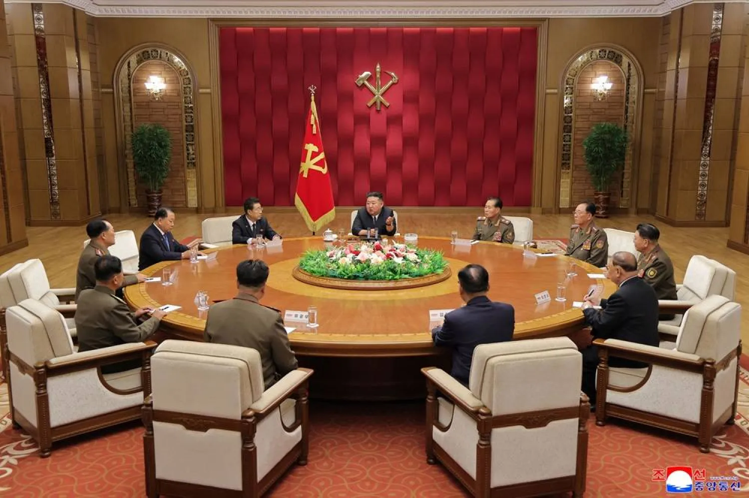 North Korean leader Kim Jong Un attends the 2nd Plenary Meeting of the 9th Central Military Commission of the Workers' Party of Korea, North Korea, August 29, 2026, in this photo released by North Korea's official Korean Central News Agency (KCNA). (KCNA via Reuters)