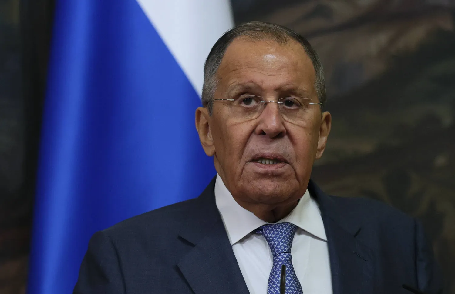 Russian Foreign Minister Sergei Lavrov attends a press conference in Moscow, Russia, 25 August 2026. (EPA) 