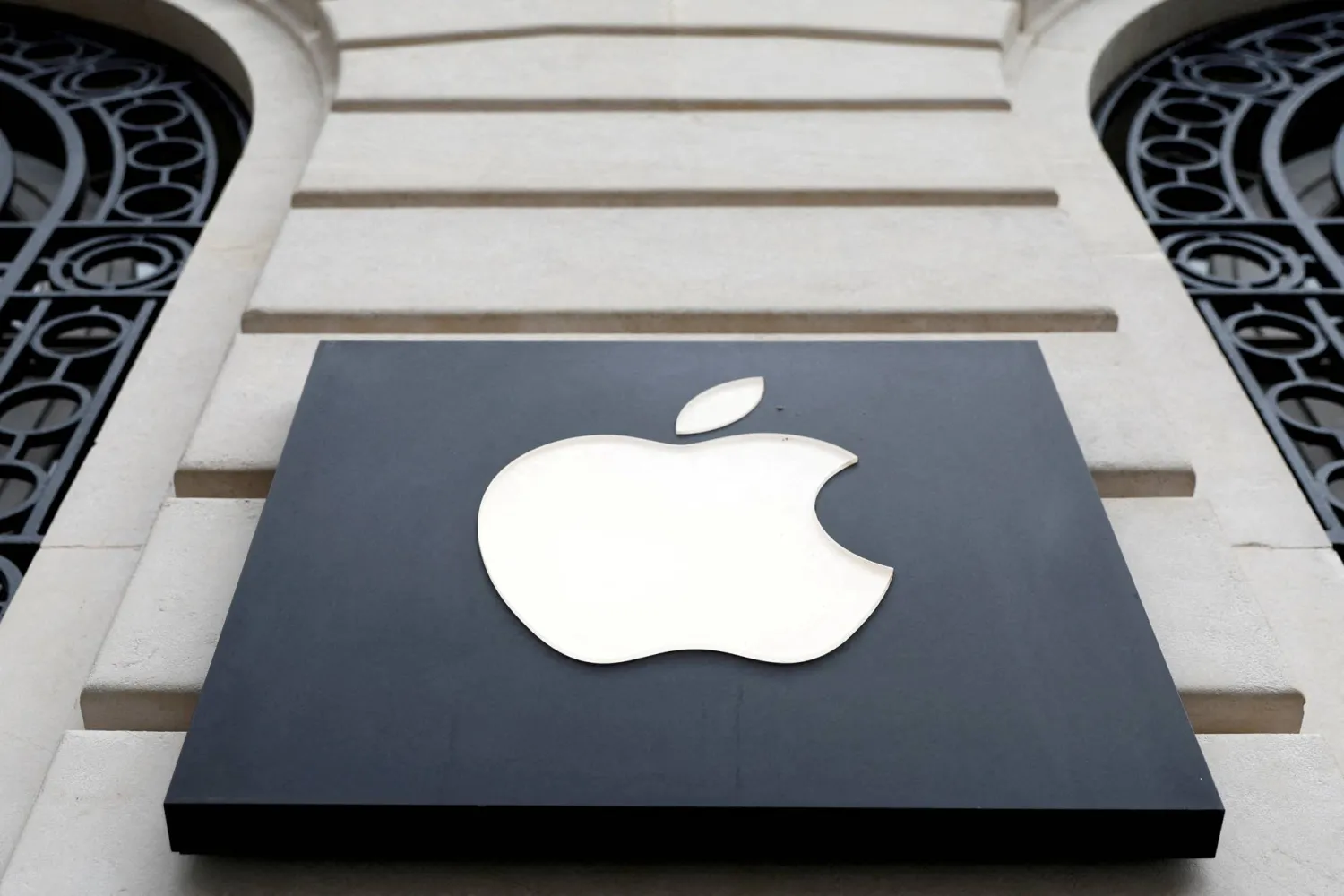 View of an Apple logo at an Apple store in Paris, France, April 23, 2025. (Reuters)
