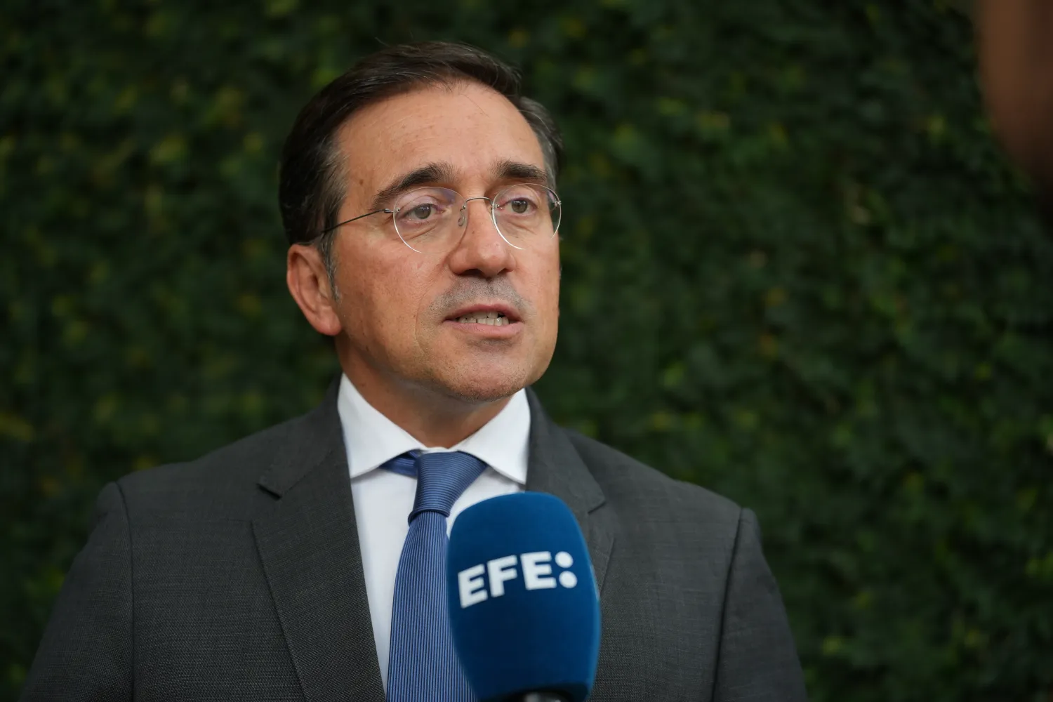 Spanish Minister of Foreign Affairs Jose Manuel Albares speaks during an interview in Cali, Colombia, 07 August 2026. (EPA)