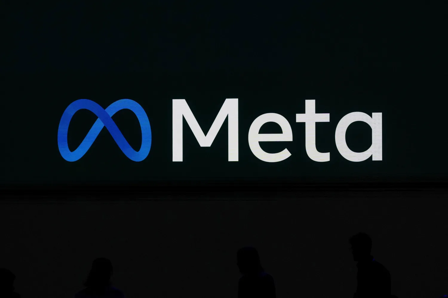 A Meta logo is shown on a video screen at LlamaCon 2025, an AI developer conference, in Menlo Park, Calif., April 29, 2025. (AP)