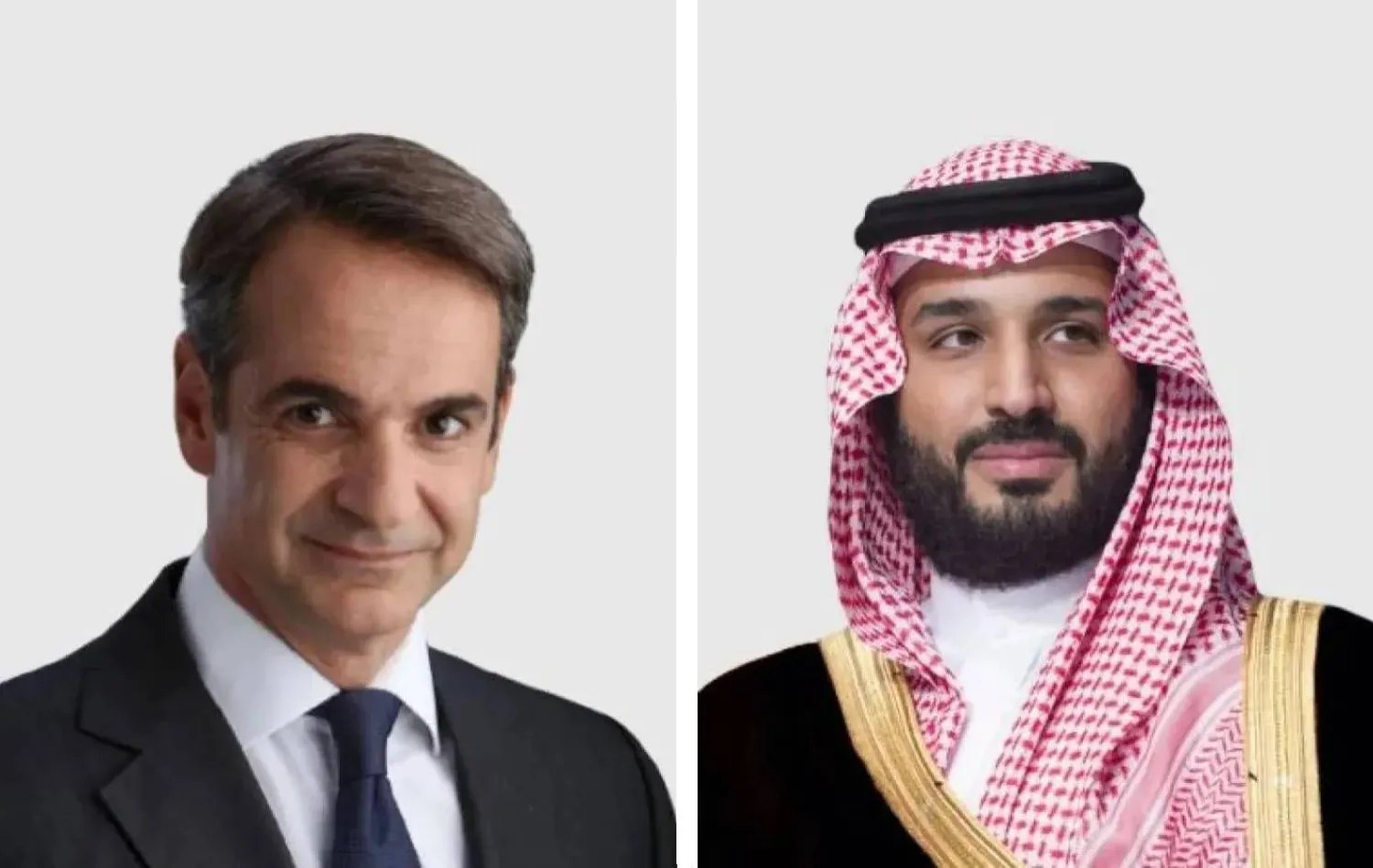 ولي العهد السعودي الأمير محمد بن سلمان ورئيس الوزراء اليوناني كيرياكوس ميتسوتاكيس (الخارجية السعودية)