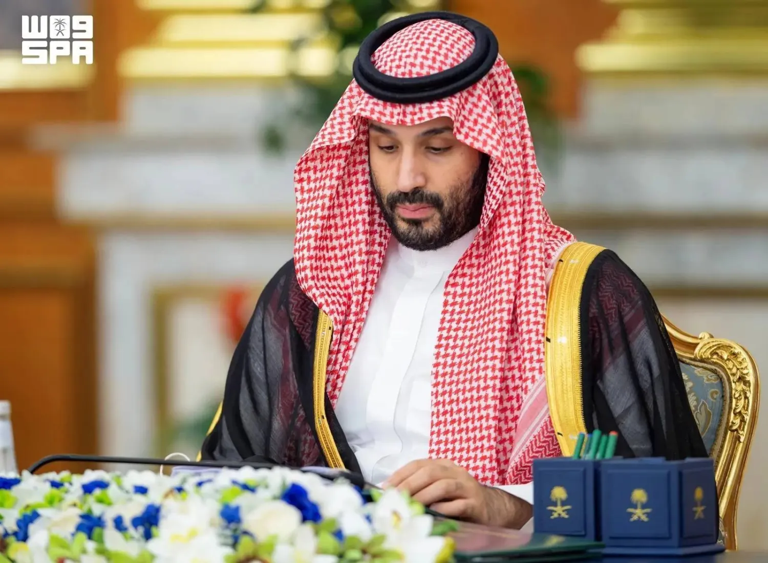 Prince Mohammed bin Salman bin Abdulaziz Al Saud, Saudi Crown Prince and Prime Minister, chairs a cabinet meeting in Jeddah on Tuesday. (SPA)