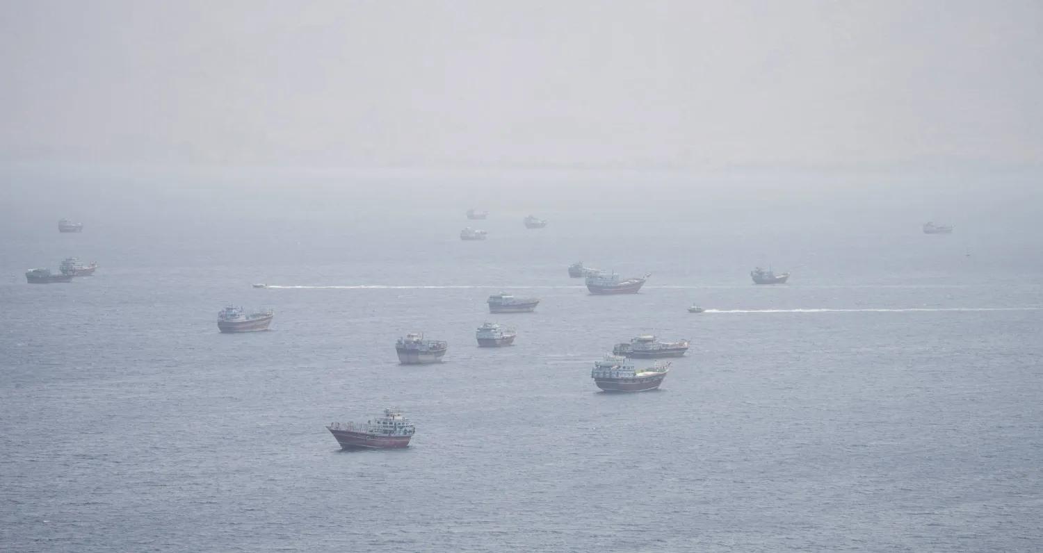 Vessels near the Strait of Hormuz, as seen from Musandam, Oman, September 2, 2026. (Reuters)