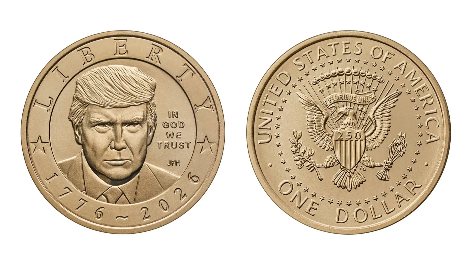 The US Mint has started producing a new $1 coin featuring President Donald Trump's image. (AP Graphic/Treasury Department, File) 
