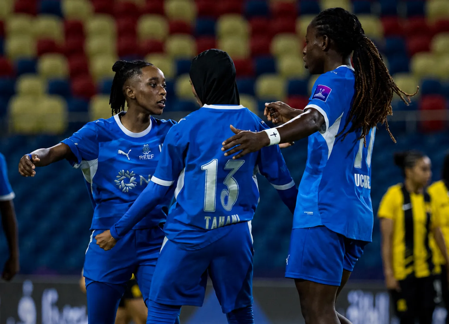 فرحة هلالية بالهدف الثاني أمام الاتحاد (موقع نادي الهلال)