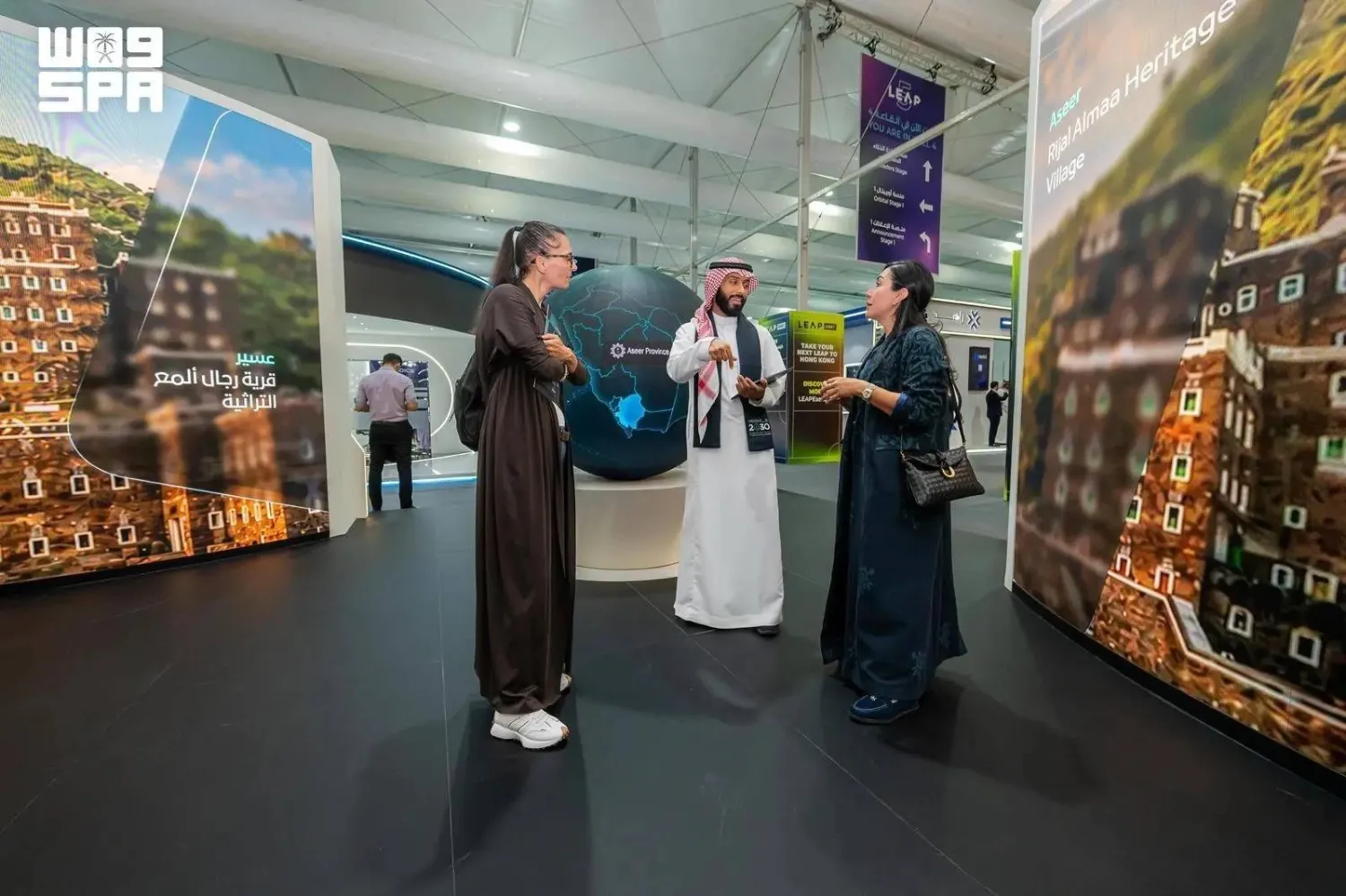 The Saudi Vision 2030 exhibition, participating in LEAP 2026, offers visitors an immersive experience showcasing the transformations the vision has led since its launch in 2016. (SPA)