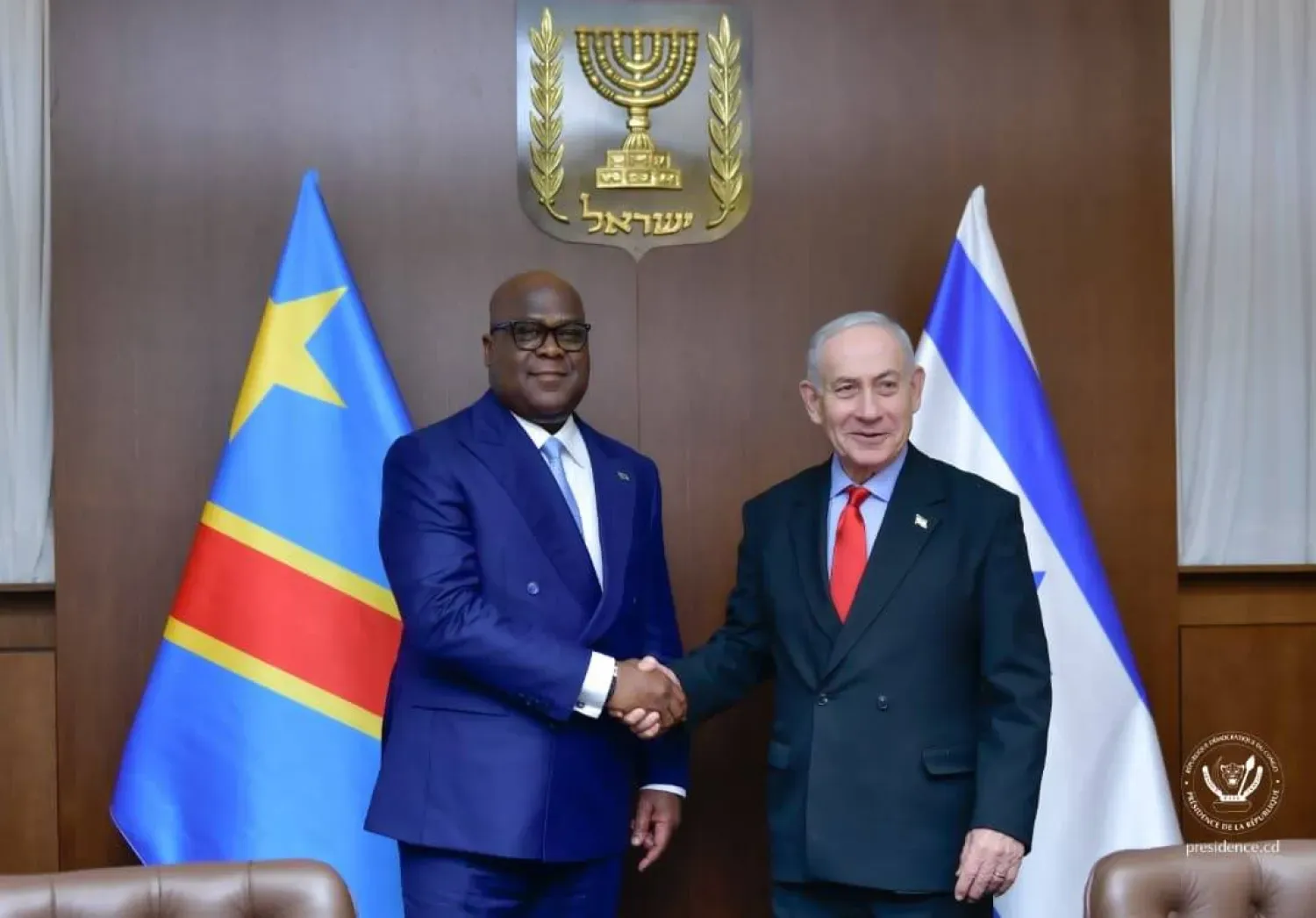 Demokratik Kongo Cumhuriyeti Cumhurbaşkanı Tshisekedi, işgal altındaki Kudüs'te İsrail Başbakanı Netanyahu ile yaptığı görüşme sırasında (Demokratik Kongo Cumhuriyeti Cumhurbaşkanlığı'nın X hesabı)