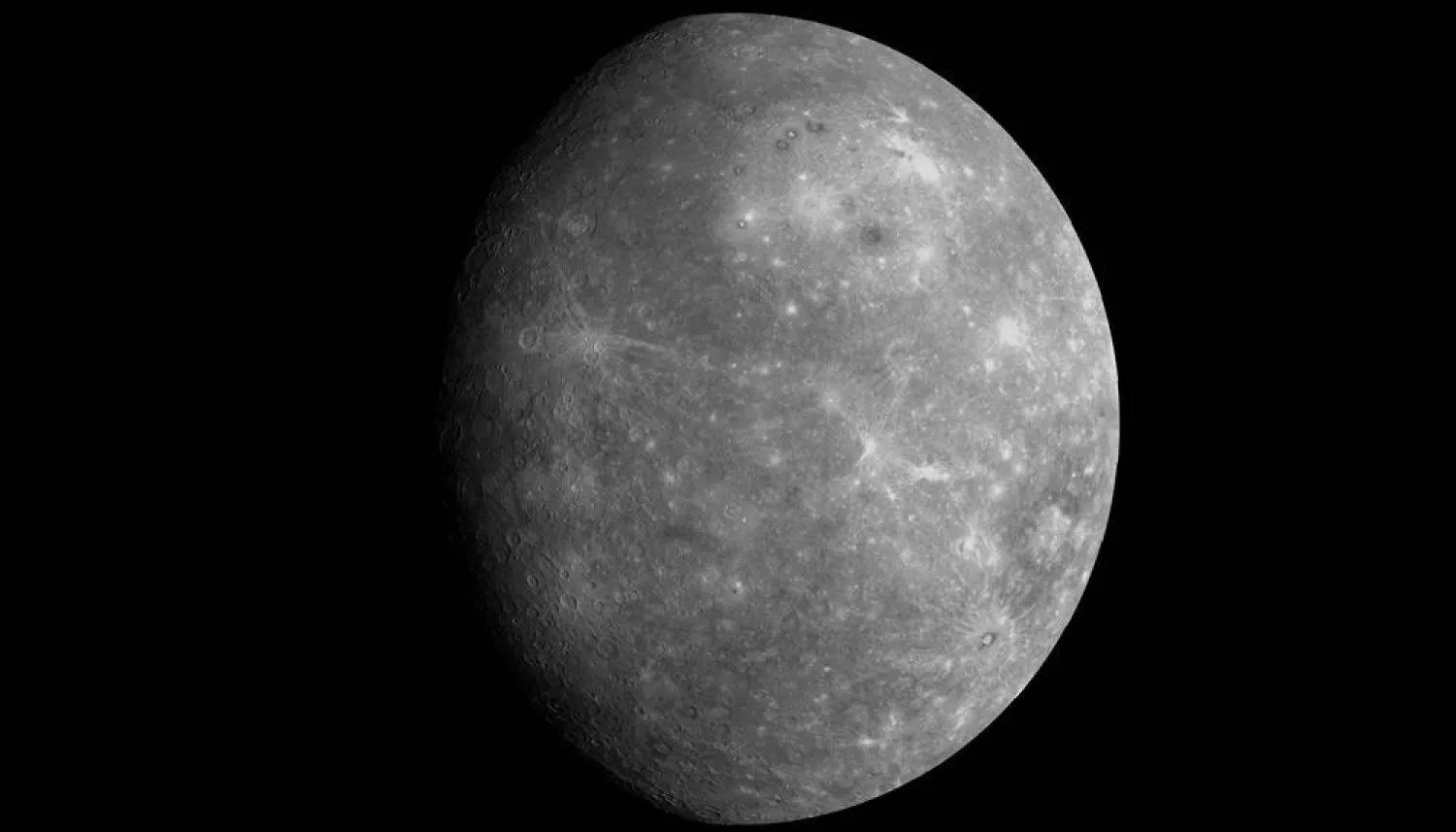 This composite image provided by NASA/Johns Hopkins University Applied Physics Laboratory/Carnegie Institution of Washington on Oct. 22, 2013, shows Mercury as it appeared to the Messenger spacecraft following a flyby of the planet. (NASA/Johns Hopkins University Applied Physics Laboratory/Carnegie Institution of Washington via AP) 