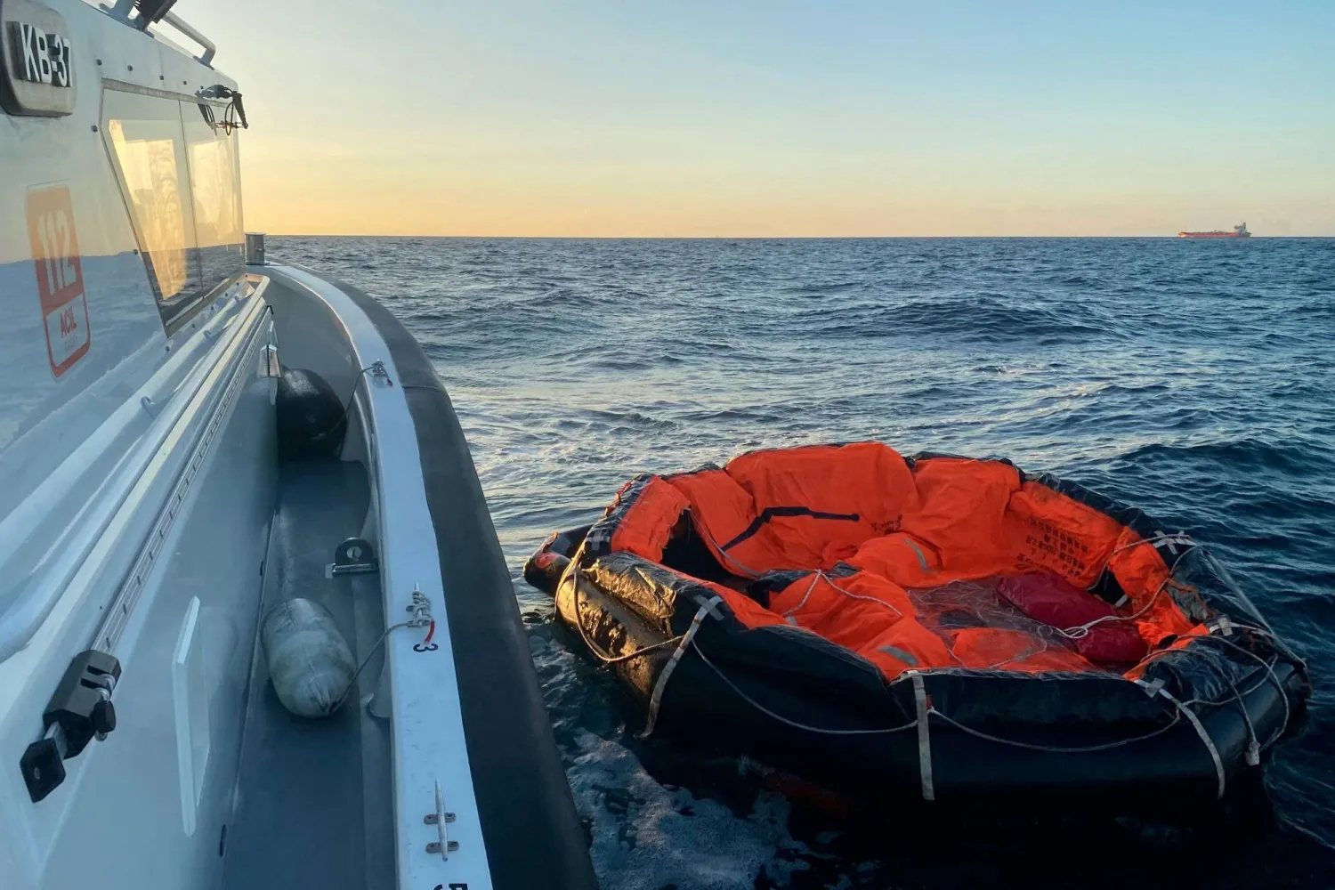 This handout photograph taken and released on September 2, 2026, by the Istanbul Governor's Press Office, shows a Turkish Coast Guard ship during a search for crew members around the ALSU oil tanker after it collided with another ship near Silivri in the Sea of Marmara, off Istanbul. (Photo by Handout / AFP)