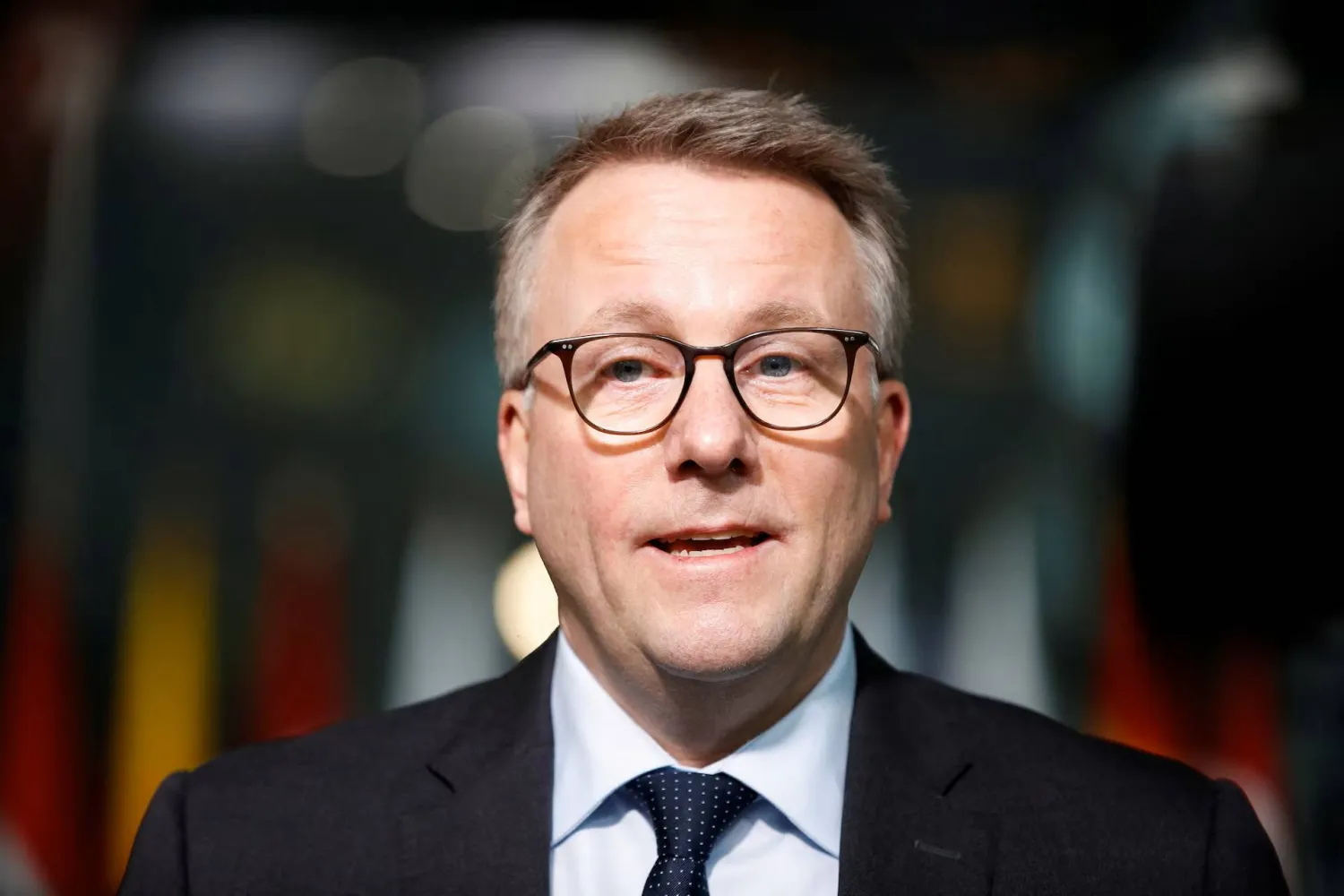 Denmark's then Defense Minister Morten Bodskov speaks ahead of a NATO Defense Ministers meeting in Brussels, Belgium, February 16, 2022. (Reuters) 