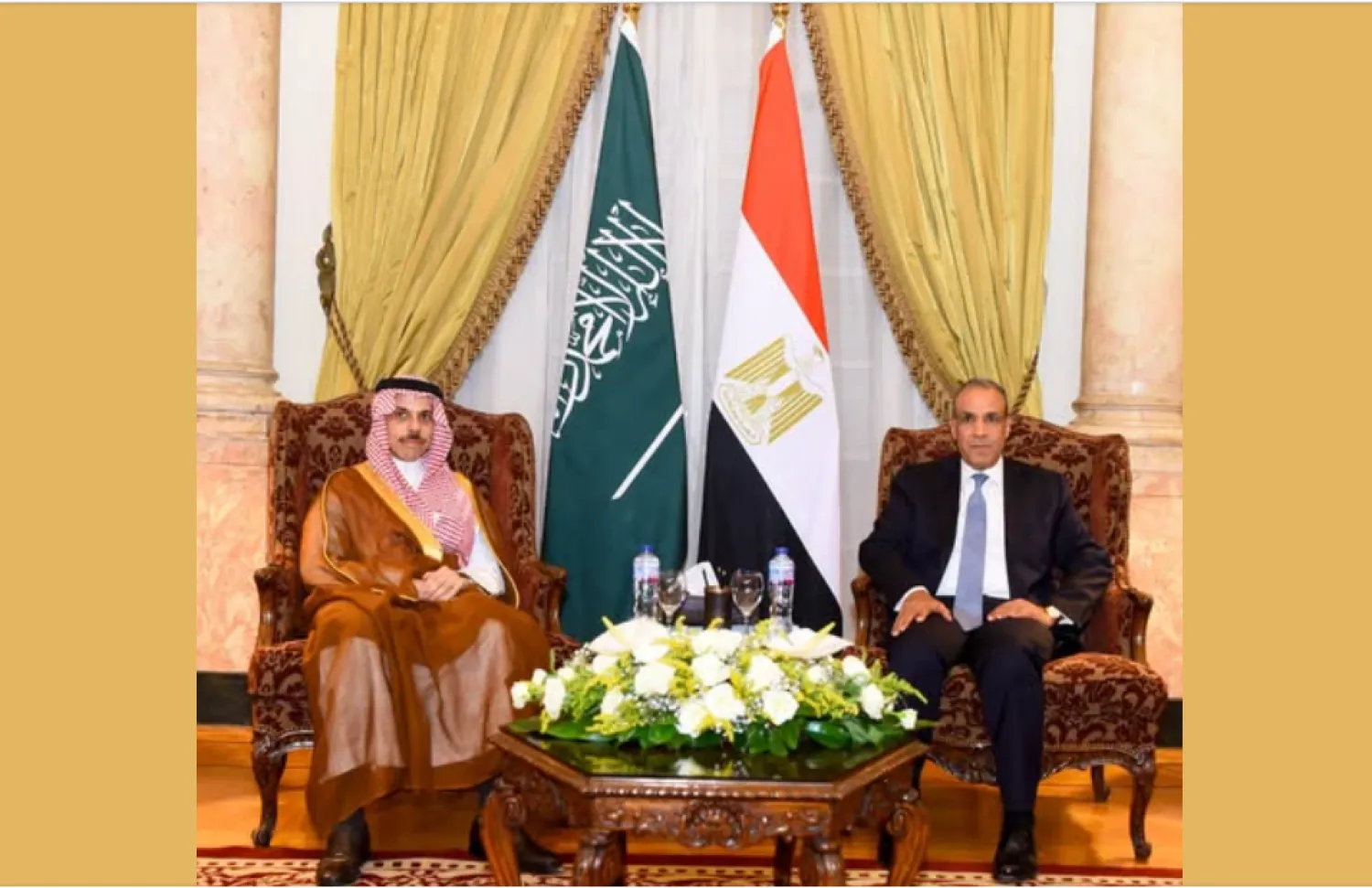 Meeting between bin Farhan and Abdelatty in Cairo last June (Ministry of Foreign Affairs Facebook page)