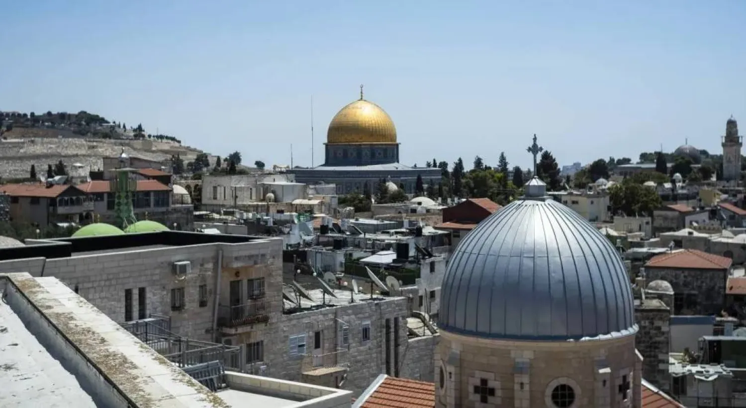 صورة جوية لقبة الصخرة والمسجد الأقصى في القدس (د.ب.أ)