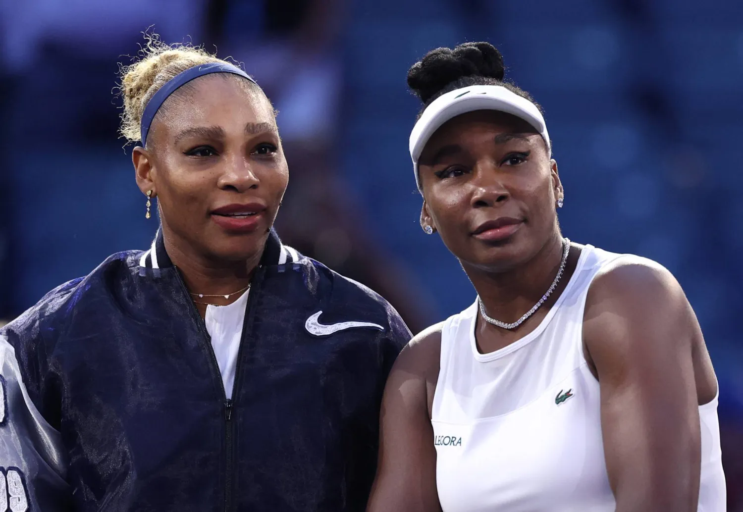 Venus Williams and Serena Williams of the United States before their Women's Doubles match against Hao-Ching Chan of Taiwan and Maya Joint of Australia on Day Six of the 2026 US Open at USTA Billie Jean King National Tennis Center on September 04, 2026 in the Flushing neighborhood of the Queens borough of New York City. (Getty Images/AFP)