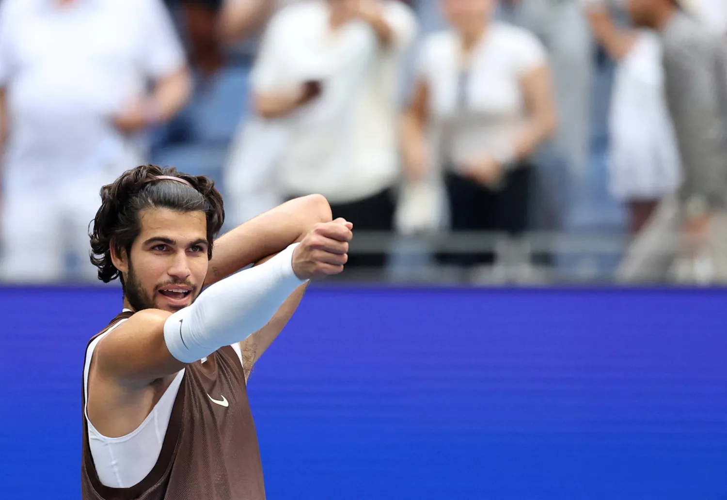  Carlos Alcaraz of Spain celebrates after his match against Yibing Wu of China during their Men's Singles Third Round match on Day Six of the 2026 US Open at USTA Billie Jean King National Tennis Center on September 04, 2026 in the Flushing neighborhood of the Queens borough of New York City. (Getty Images/AFP)