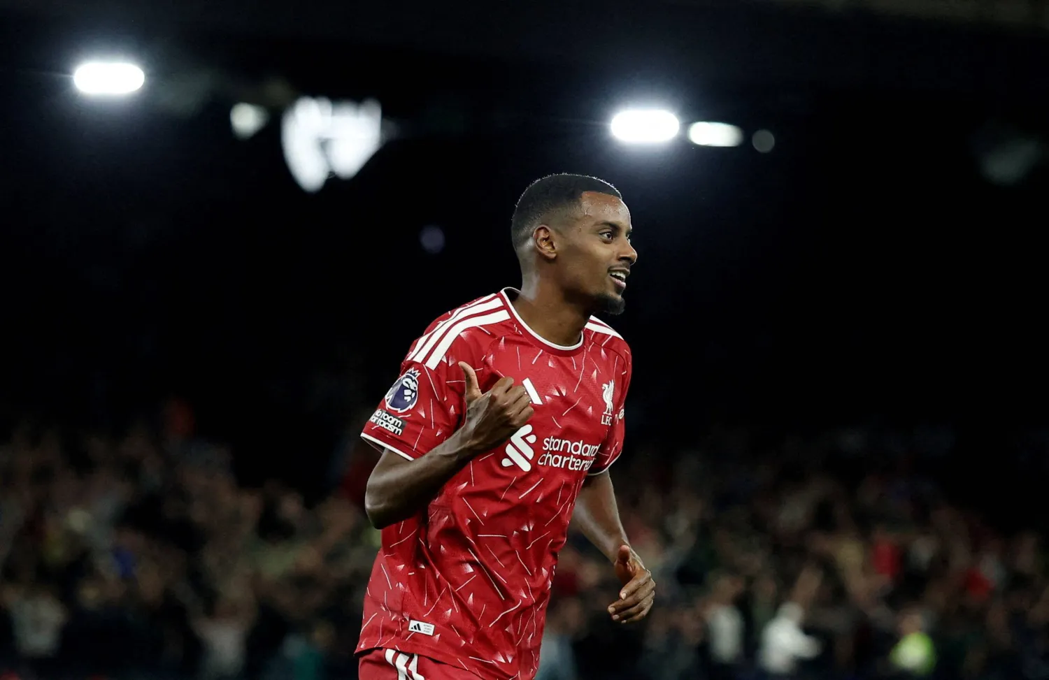 Football - Premier League - Ipswich Town v Liverpool - Portman Road, Ipswich, Britain - September 4, 2026 Liverpool's Alexander Isak celebrates scoring their second goal. (Reuters)