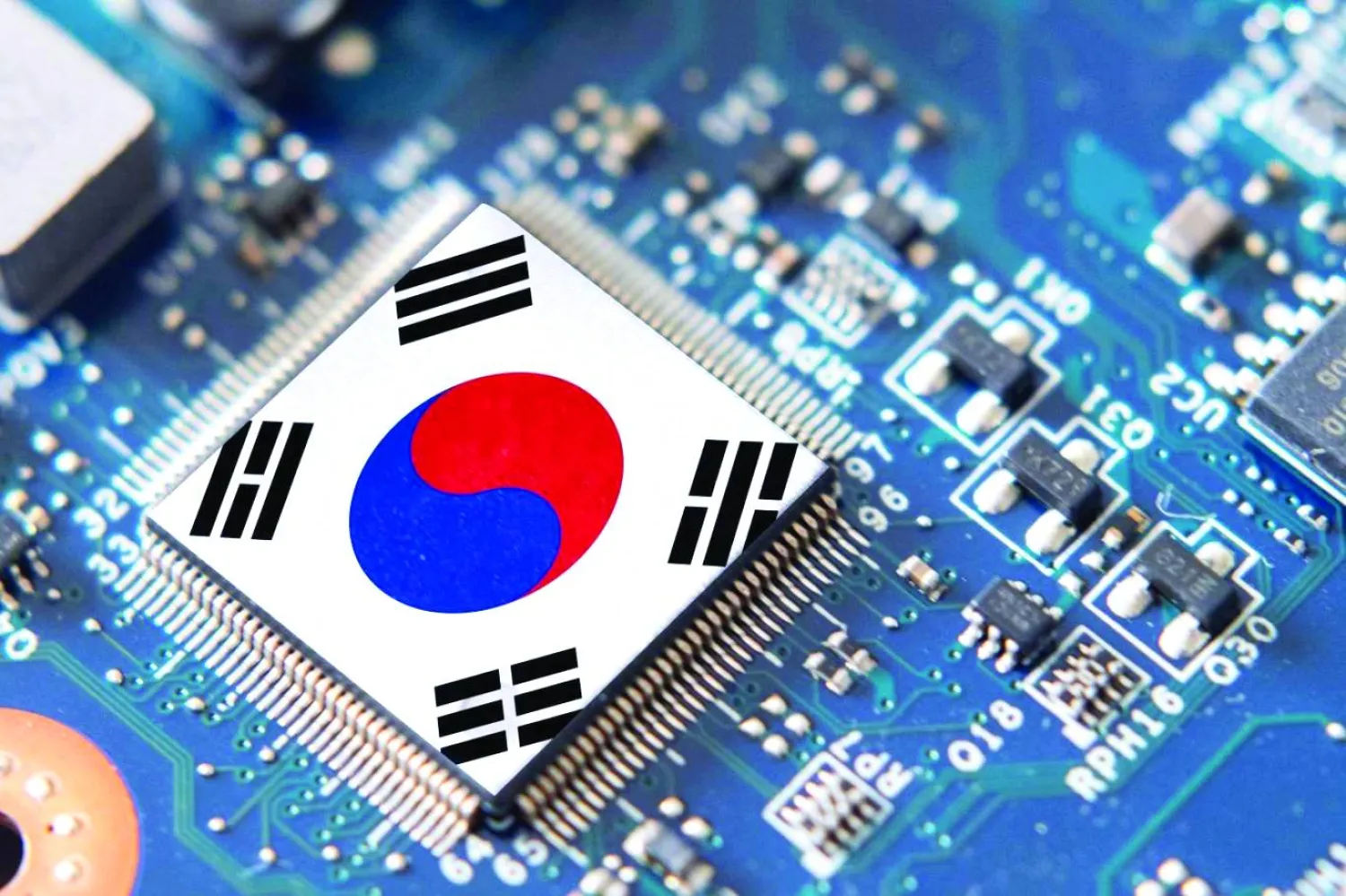 An AI chip with the South Korean flag (Reuters