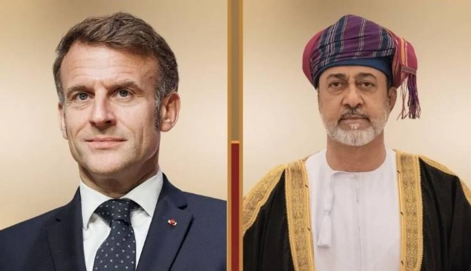 سلطان عُمان هيثم بن طارق والرئيس الفرنسي إيمانويل ماكرون (العمانية)