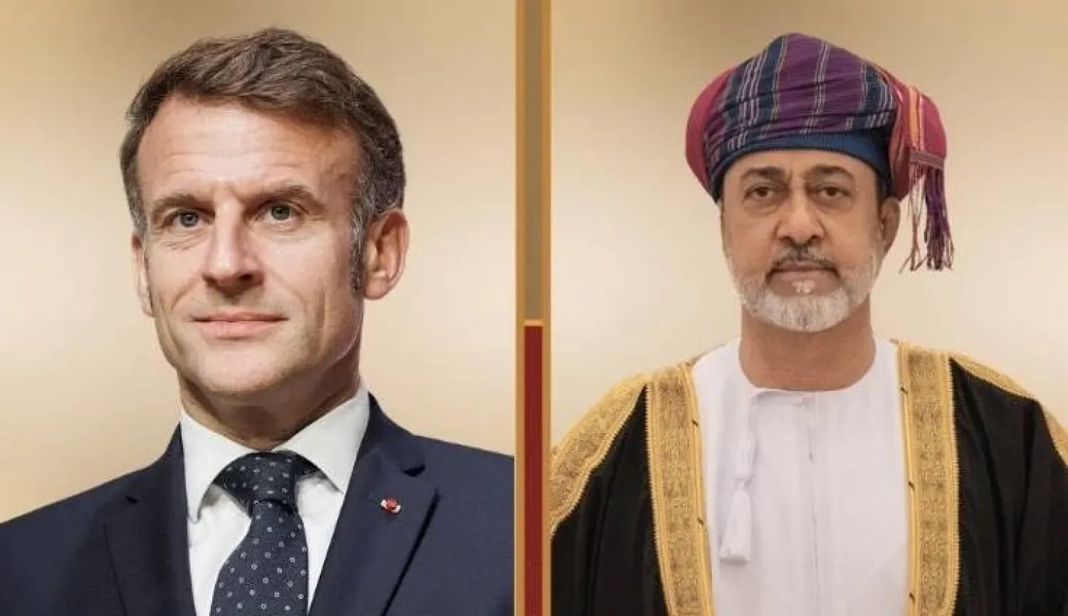 Fransa Cumhurbaşkanı Emmanuel Macron ve Umman Sultanı Heysem bin Tarık (ONA)