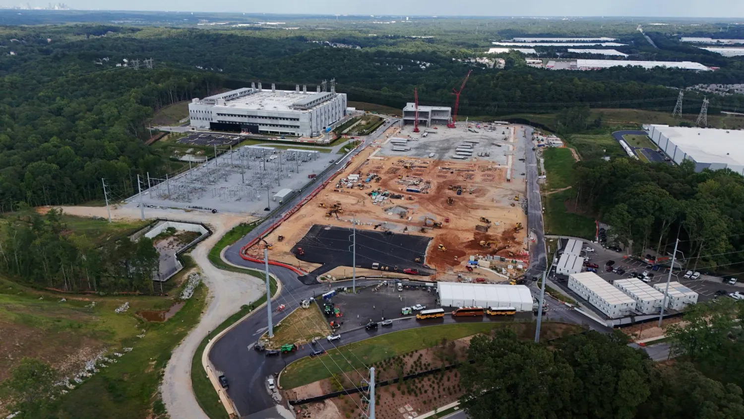  A drone view shows construction underway on Microsoft's ATL11 data center in Union City, Georgia, US, September 1, 2026. (Reuters)