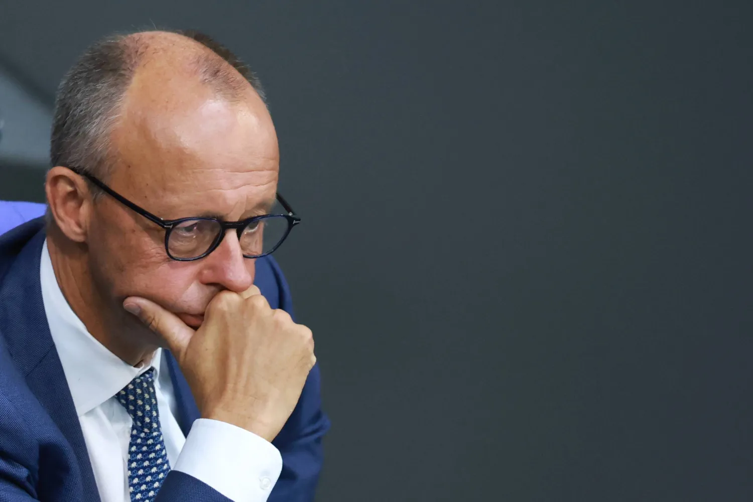 German Chancellor Friedrich Merz looks on during a debate at the German parliament, the Bundestag, in Berlin, Germany, 09 September 2026. (EPA)