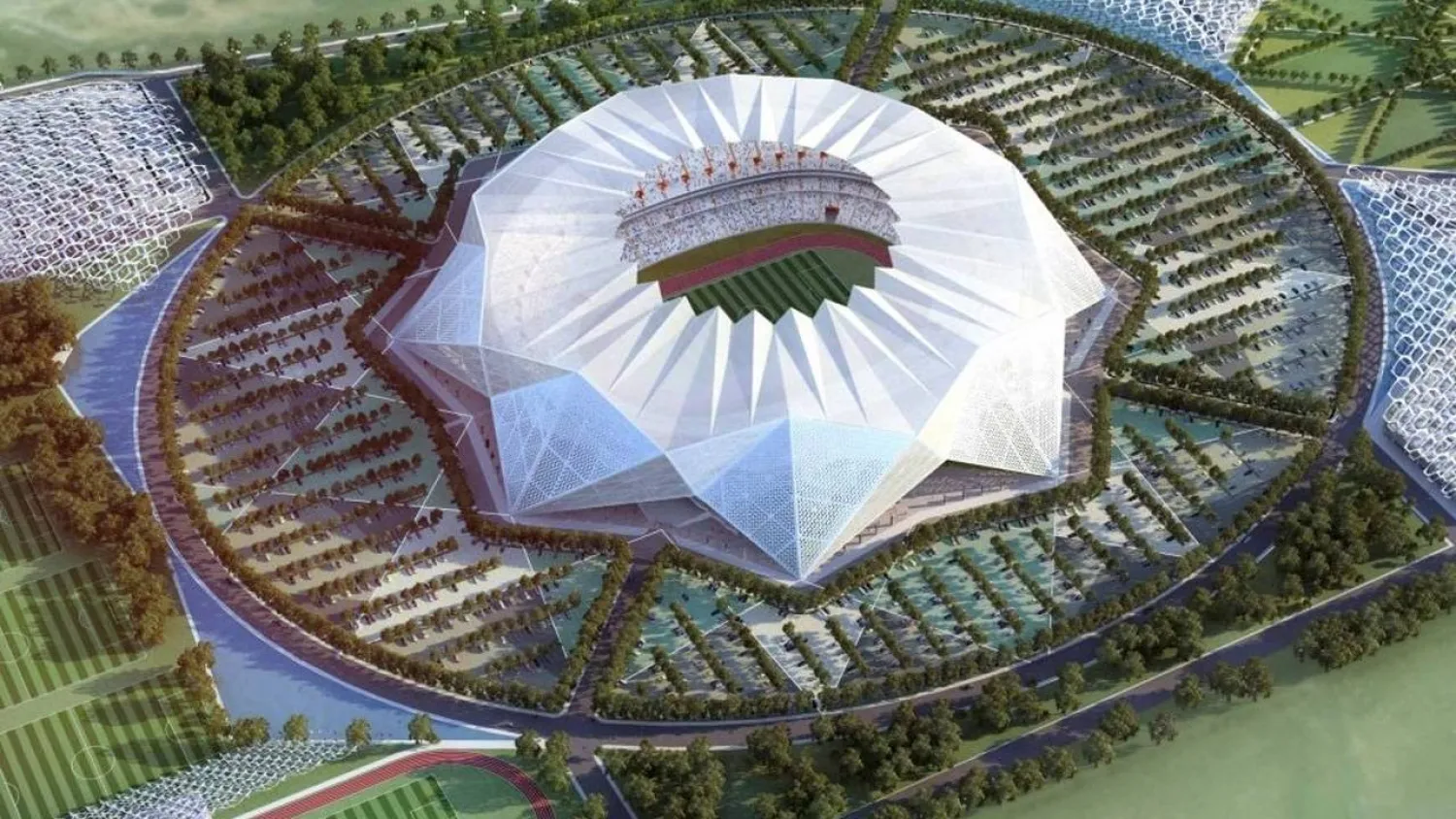 مجسم ملعب الحسن الثاني في بنسليمان المرشح لاستضافة نهائي مونديال 2030 (الاتحاد المغربي)