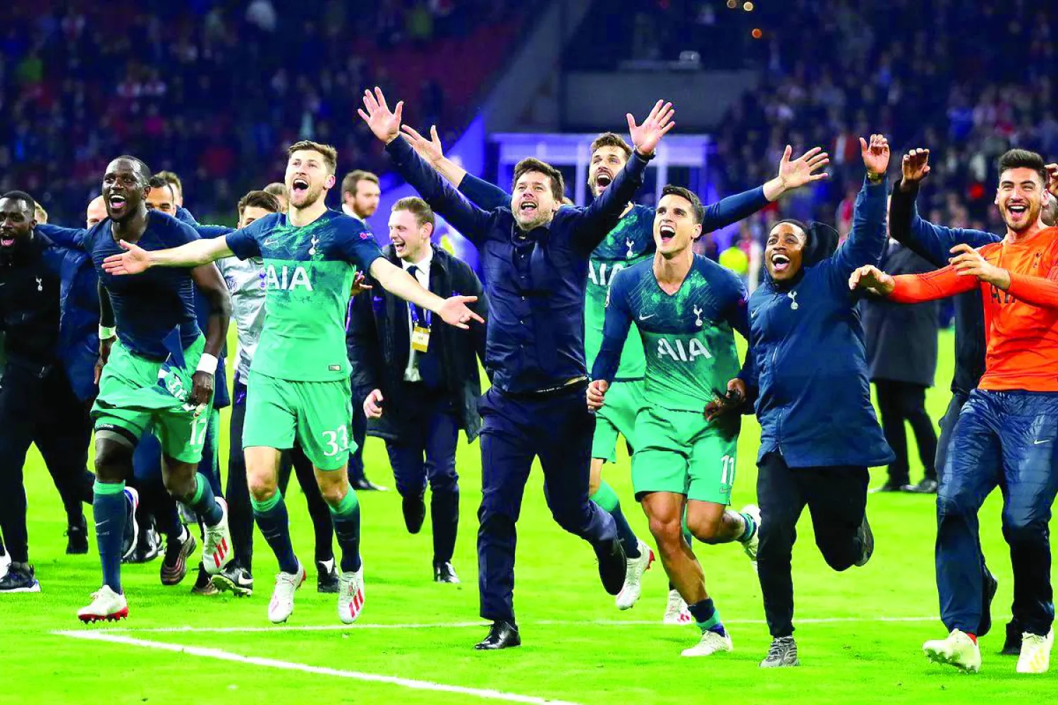 بوكيتينو وفرحة تأهل توتنهام لنهائي دوري أبطال أوروبا 2019 (إ.ب.أ)