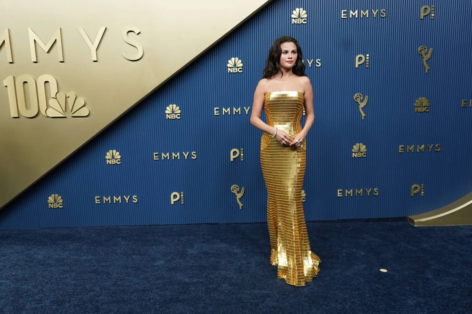 Selena Gomez arrives at the 78th Emmy Awards on Monday, Sept. 14, 2026, at the Peacock Theater in Los Angeles. (AP)