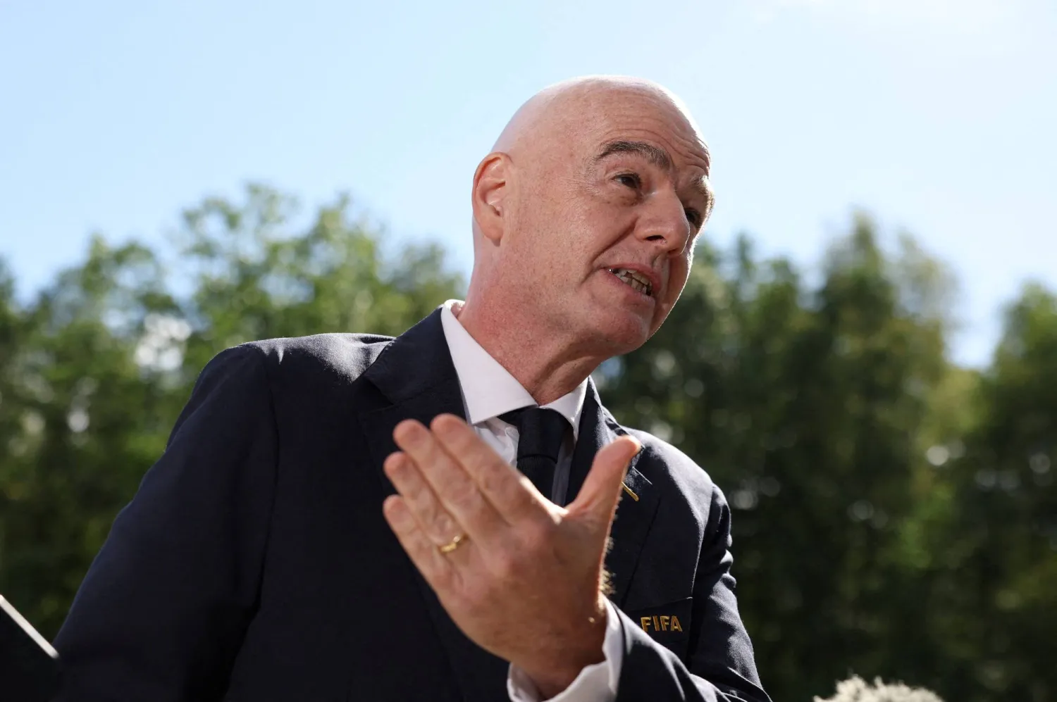 Football - FIFA President Gianni Infantino arrives at the stadium before a FIFA Under-20 Women's World Cup match on September 5, 2026. (Reuters)