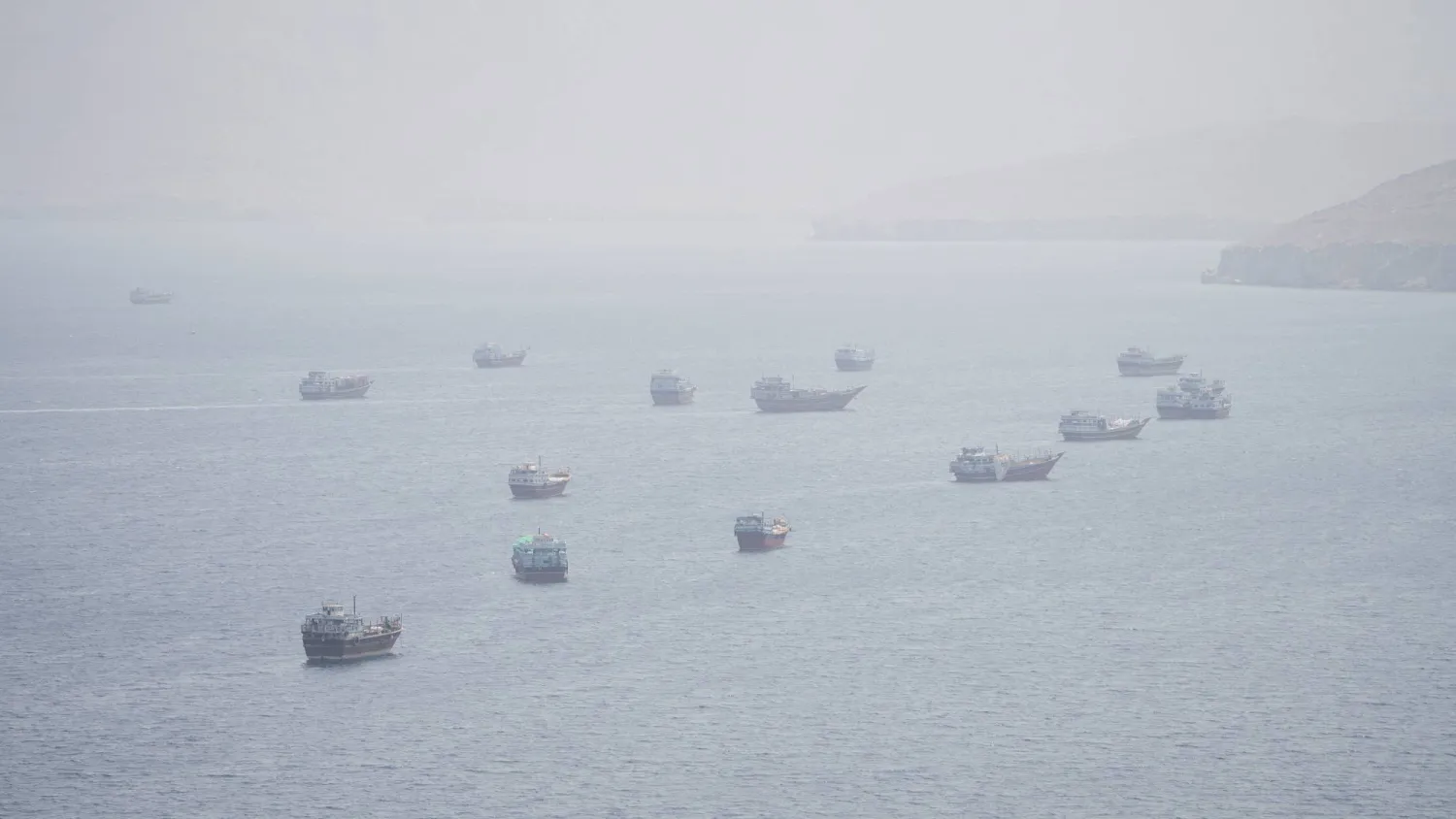 FILE PHOTO: Vessels near the Strait of Hormuz, as seen from Musandam, Oman, September 2, 2026. REUTERS/Stringer/File Photo