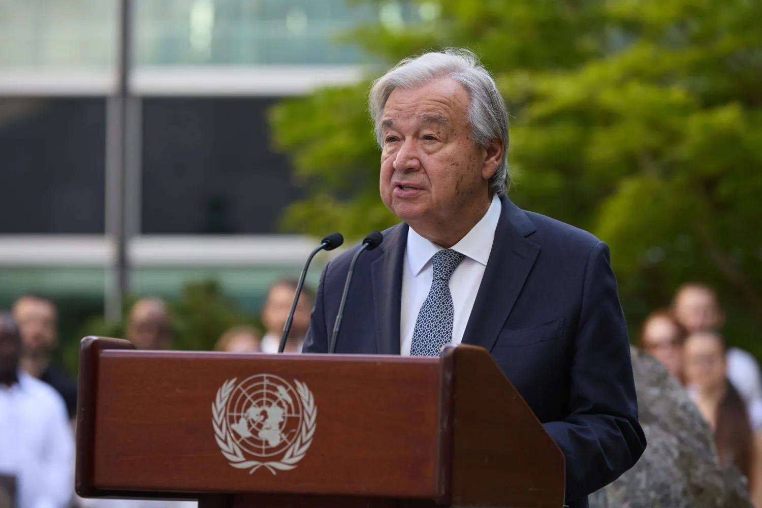  09 September 2026, US, New York: UN Secretary-General Antonio Guterres addresses attendees at the Peace Bell Ceremony marking the International Day of Peace during his final year as secretary-general. (dpa)
