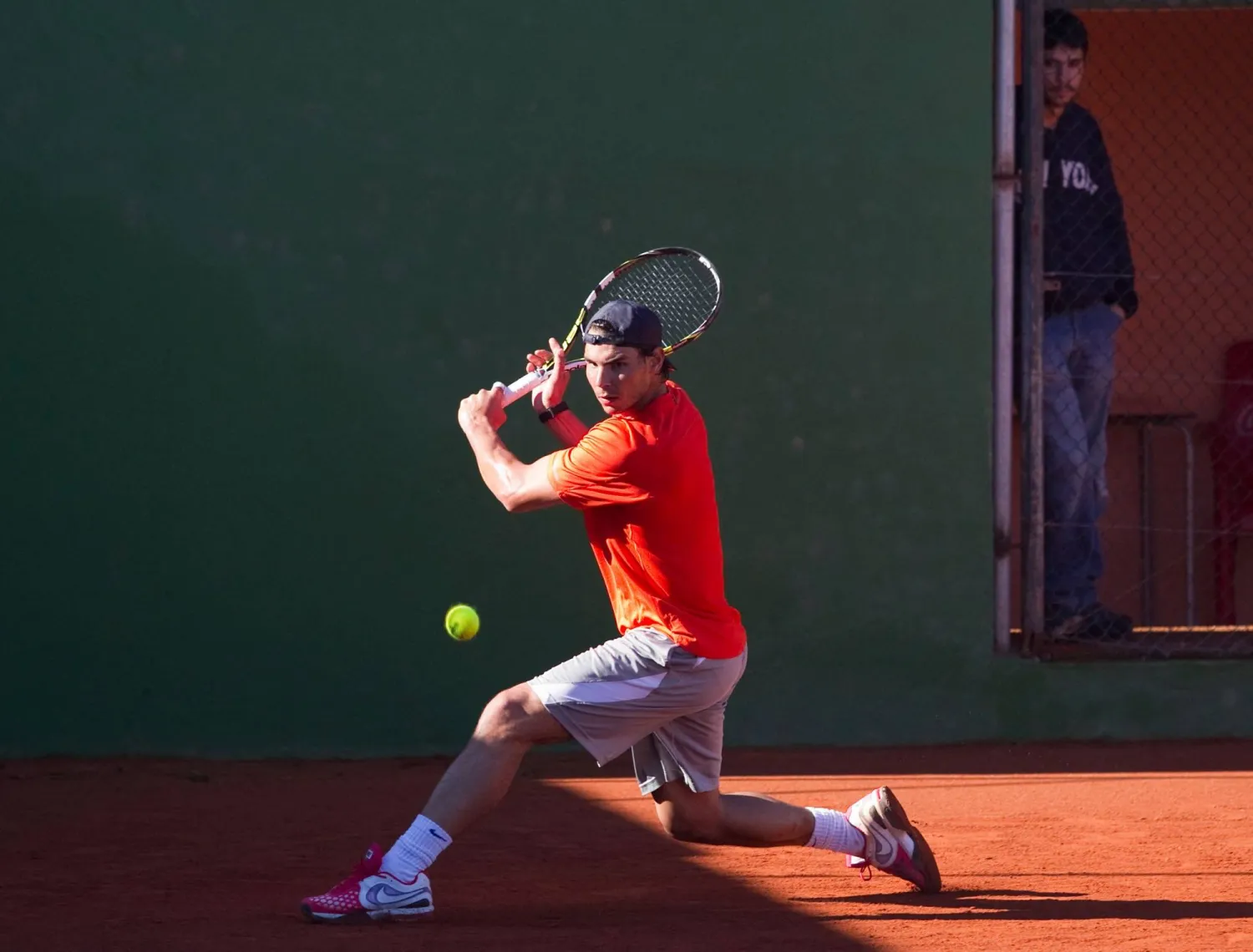 Spanish tennis player Rafael Nadal takes part in a training session in Manacor on the Spanish Balearic Island of Mallorca on January 30, 2013. (AFP) 