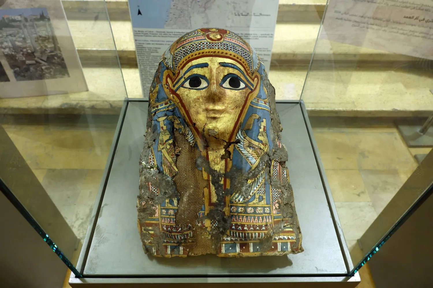 An artifact dating back to the Egyptian Pharaonic civilization, illegally smuggled out of Egypt, is displayed during a ceremony marking its handover to Egypt at the Lebanese National Museum in Beirut, Lebanon, 16 September 2026. (EPA)