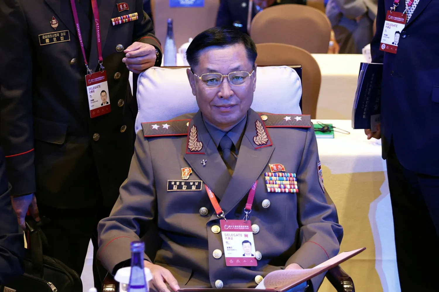 North Korea's Vice Defense Minister Kim Kang Il looks on before a plenary session at the Beijing Xiangshan Forum in Beijing, China September 17, 2026. REUTERS/Florence Lo