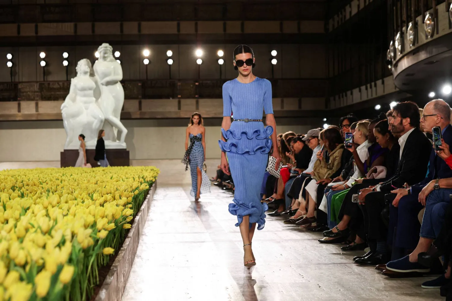Models present the latest creations from the Carolina Herrera SS27 show during New York Fashion Week in Manhattan, New York City, US, September 14, 2026. REUTERS/Caitlin Ochs 