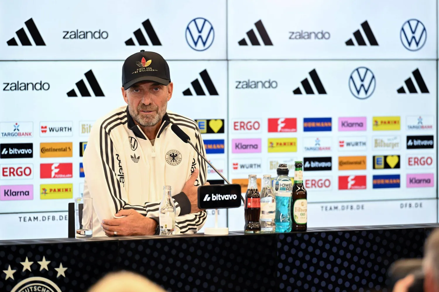 17 September 2026, Hesse, Frankfurt am Main: Germany national team coach Jurgen Klopp speaks during a press conference to announce the squad for Germany's first UEFA Nations League matches. Photo: Boris Roessler/dpa