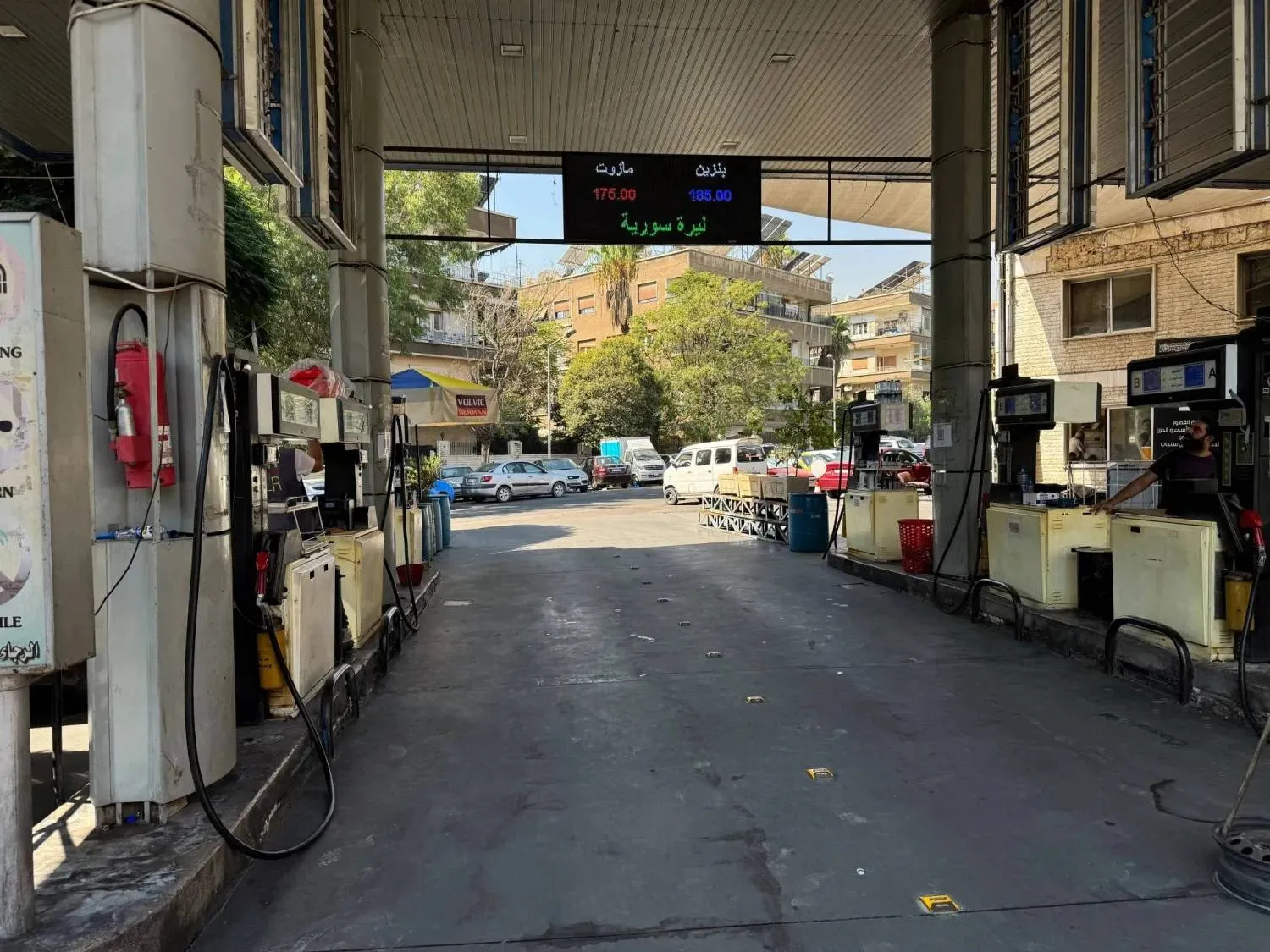 A fuel station in Damascus displays prices following a recent increase that sparked protests in several Syrian cities. (Reuters)