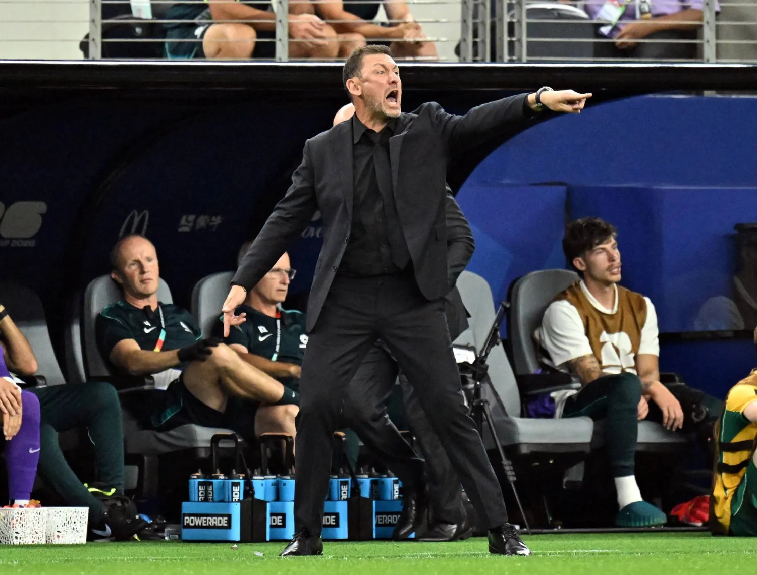 FILE PHOTO: Soccer Football - FIFA World Cup 2026 - Round of 32 - Australia v Egypt - Dallas Stadium, Arlington, Texas, US - July 3, 2026 Australia coach Tony Popovic IMAGN IMAGES via Reuters/Maria Lysaker/File Photo
